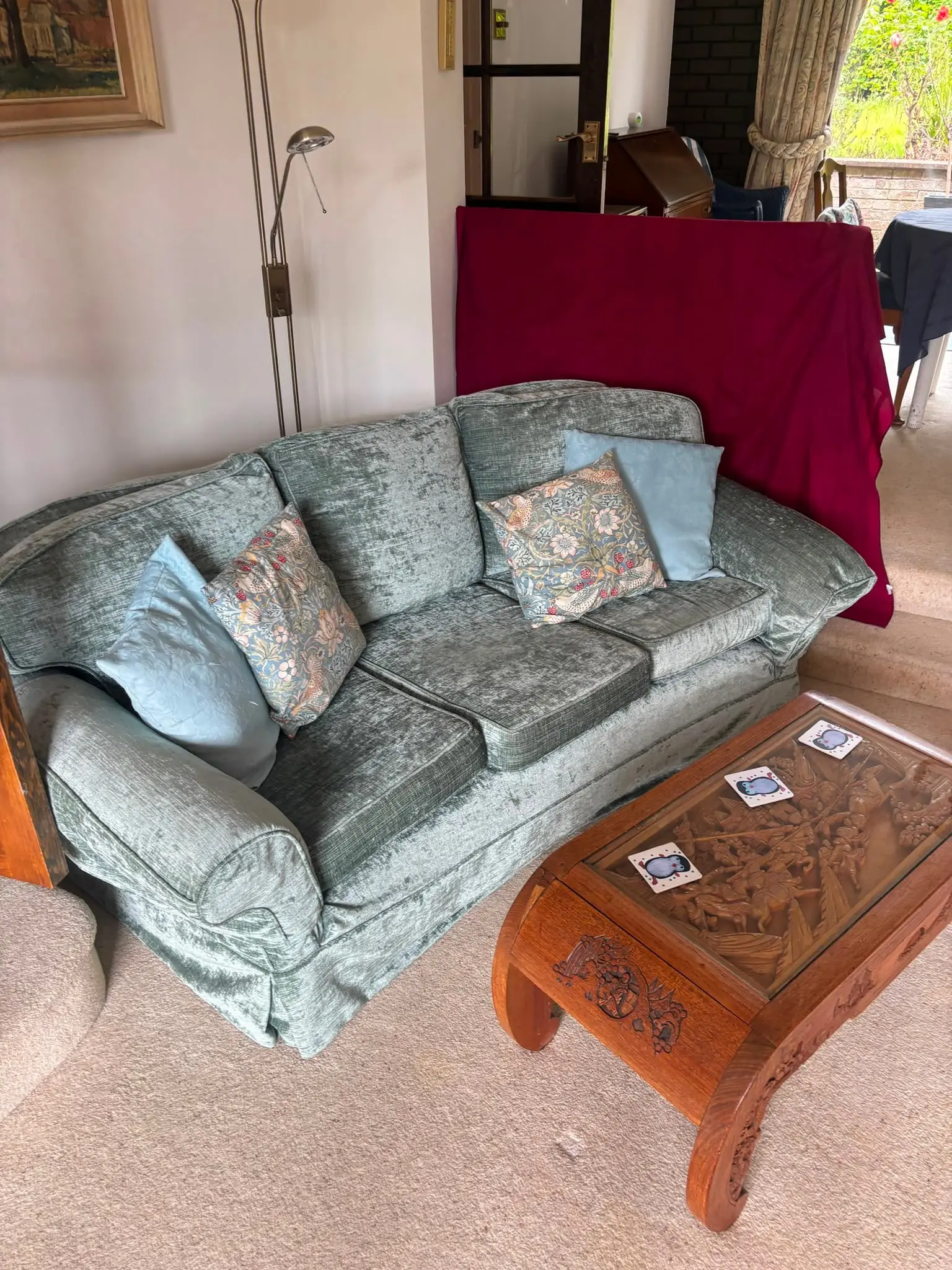 Lounge furniture before a house clearance Sofa and household furniture in a lounge ahead of a house clearance.